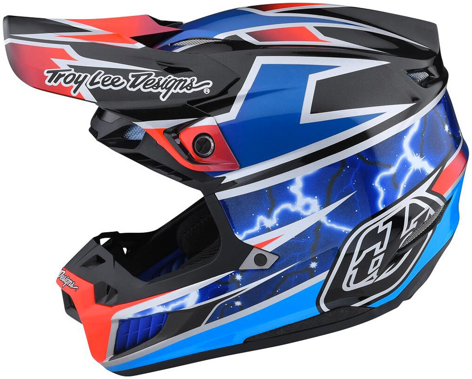 Casque moto cross Troy Lee Designs 2023 SE5 Composite Lightning Bleu
