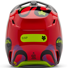 Casque cross Fox V1 Emotion Rouge Fluo 2025 Derrière