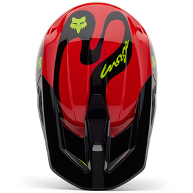 Casque cross Fox V1 Emotion Rouge Fluo 2025 Dessus