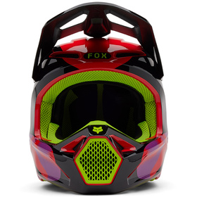 Casque cross Fox V1 Emotion Rouge Fluo 2025 Devant