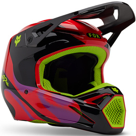 Casque cross Fox V1 Emotion Rouge Fluo 2025