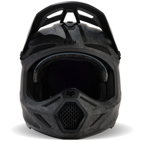 Casque cross Fox V3 RS Carbon Solid Noir Mat 2025 Devant