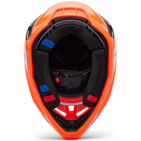 Casque cross Fox V3 RS Infinite Orange Fluo 2025 Dessous