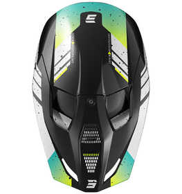 Casque cross Shot Furious Mirage Bleu-Jaune Fluo 2025 Dessus