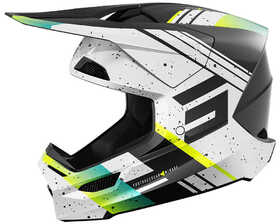 Casque cross Shot Furious Mirage Bleu-Jaune Fluo 2025