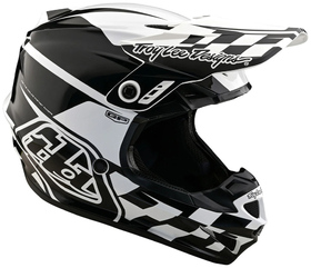 Casque cross Troy Lee Designs GP Check Up Blanc-Noir 2025 Côté