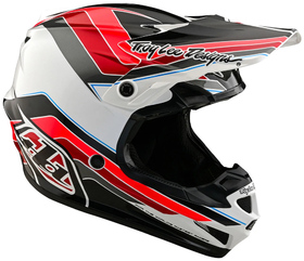 Casque cross Troy Lee Designs SE4 Polyacrylite Block Rouge 2025 Côté