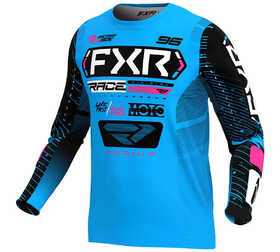 Maillot cross Enfant FXR Podium Cyan-Noir 2025