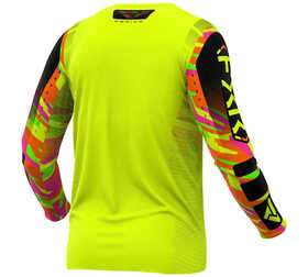 Maillot cross Enfant FXR Podium Jaune Fluo-Sherbet Camo 2025 Dos