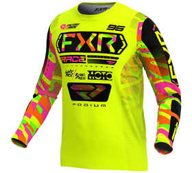 Maillot cross Enfant FXR Podium Jaune Fluo-Sherbet Camo 2025