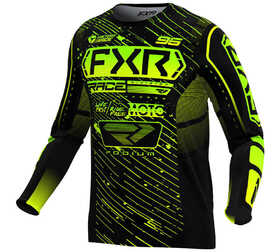 Maillot cross Enfant FXR Podium Noir-Jaune Fluo 2025