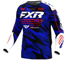 Maillot cross FXR Clutch Bleu Camo-Rouge 2025