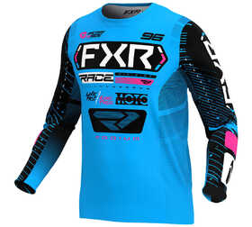 Maillot cross FXR Podium Cyan-Noir 2025