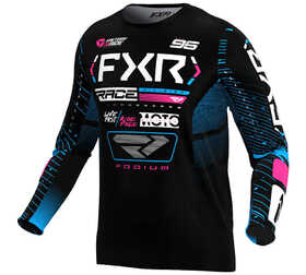 Maillot cross FXR Podium Noir-Cyan 2025